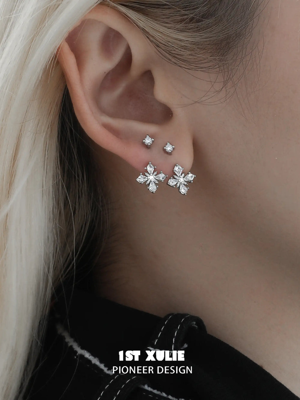 1ST XULIE "Tears of Mermaid" Pearl Drop Stud Earrings in 925 Sterling Silver - Product View