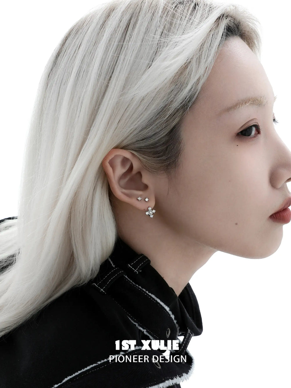 1ST XULIE "Tears of Mermaid" Pearl Drop Stud Earrings in 925 Sterling Silver - On Model