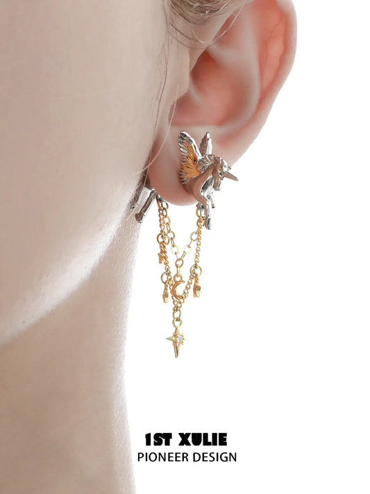 1ST XULIE "DREAM HORSE" Pegasus Tassel Stud Earrings in 18K Gold Plated Brass - Packaging View