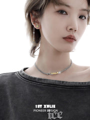 1ST XULIE "Immortal Lover" Personalized Nameplate Necklace in 925 Sterling Silver - Side View