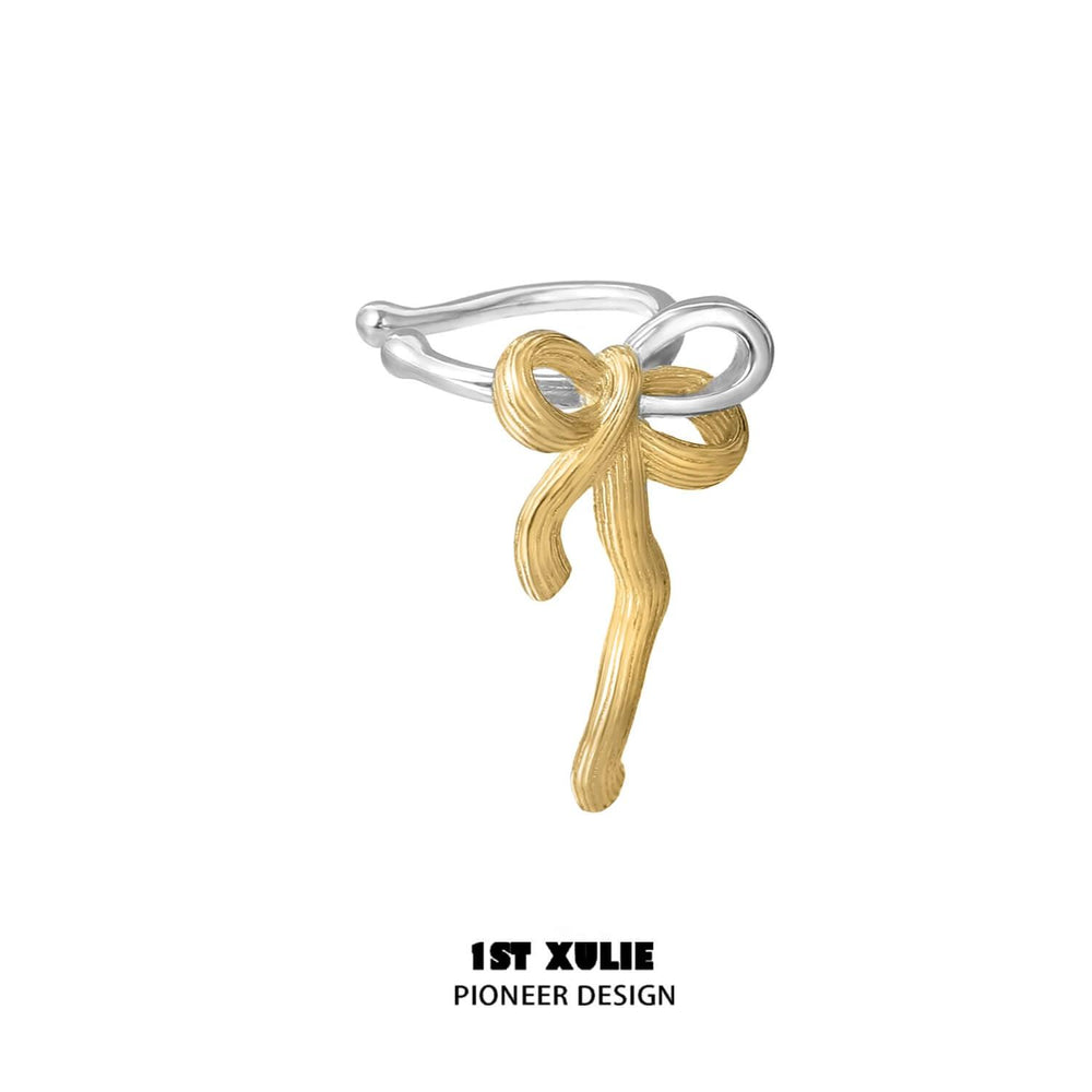 1ST XULIE "Lucky Cat" Playful Bow-Tie Cat Ear Clips in Platinum Plated - Side View