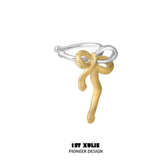 1ST XULIE "Lucky Cat" Playful Bow-Tie Cat Ear Clips in Platinum Plated - Side View