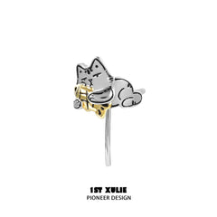 1ST XULIE "Graffiti Kitten" Playful Kitten Hair Clips in Platinum - Size Comparison