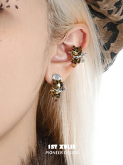1ST XULIE "LEOPARD CAT" Playful Leopard Cat Ear Cuffs in Platinum Plated - Back View