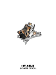 1ST XULIE "LEOPARD CAT" Playful Leopard Cat Ear Cuffs in Platinum Plated - Product View