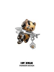 1ST XULIE "LEOPARD CAT" Playful Leopard Cat Ear Cuffs in Platinum Plated - On Model