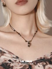 1ST XULIE Jewelry "LEOPARD CAT" Playful Leopard Cat Charm Pendant Necklace in Platinum Plated Brass - Detail Shot