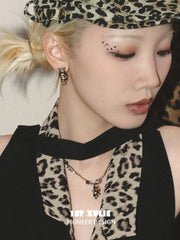 1ST XULIE Jewelry "LEOPARD CAT" Playful Leopard Cat Charm Pendant Necklace in Platinum Plated Brass - Lifestyle Shot