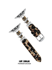 1ST XULIE Jewelry "LEOPARD CAT" Playful Leopard Cat Watch Band in Platinum Plated Brass - Side View