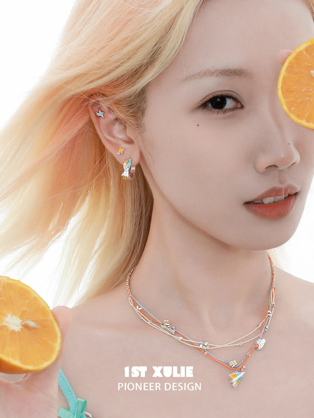 1ST XULIE "Juicy Flight" Playful Paper Plane Rope Choker in Platinum Plated Brass - Texture Detail