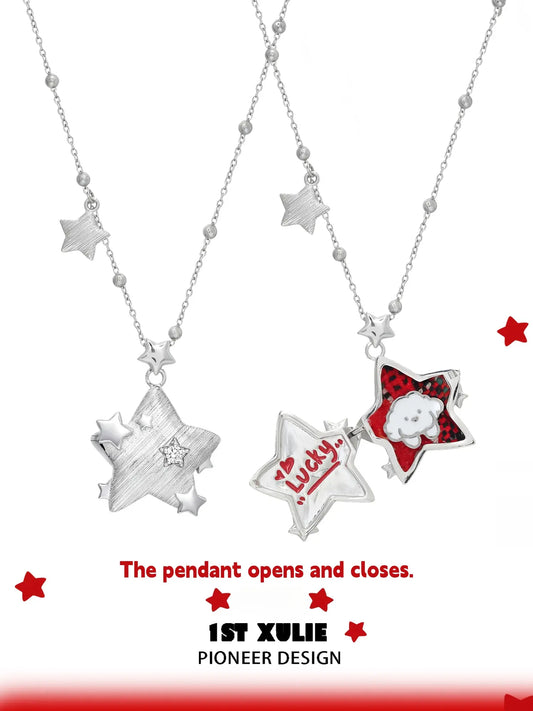 1ST XULIE "Cuties' Appleland" Playful Starry Puppy Pendant Necklace in Platinum Plated - Packaging View