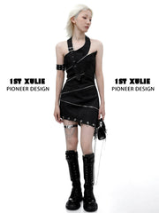 1ST XULIE "Taboo Rose" Platinum Plated Punk Rose Leg Chain - Detail Shot