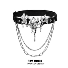 1ST XULIE "Taboo Rose" Platinum Plated Punk Rose Leg Chain - Product View
