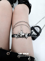 1ST XULIE "Taboo Rose" Platinum Plated Punk Rose Leg Chain - On Model