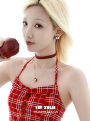 1ST XULIE "Cuties' Appleland" Puppy & Fruit Charm Necklace in Platinum Plated - Clasp Detail