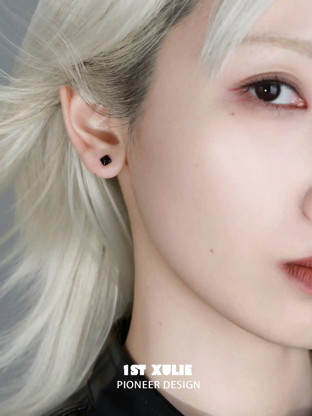 1ST XULIE "Forbidden Love" Asymmetrical Red Crystal Snake Earrings & Cuff Set in 18K Black Gold Plated - Back View