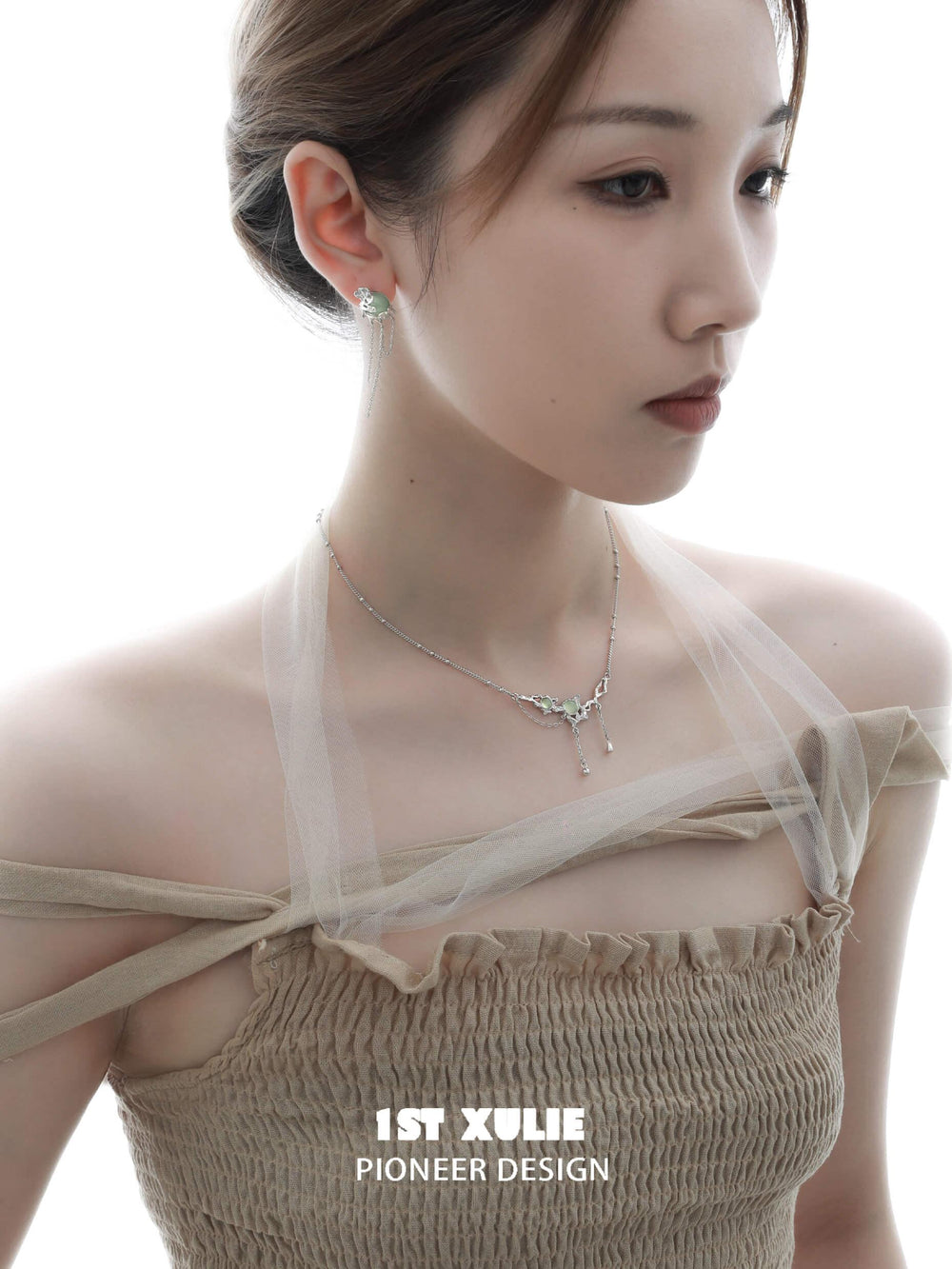 1ST XULIE "Renewal & Growth" Minimalist Choker Necklace in 925 Sterling Silver - On Model
