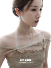1ST XULIE "Renewal & Growth" Minimalist Choker Necklace in 925 Sterling Silver - On Model