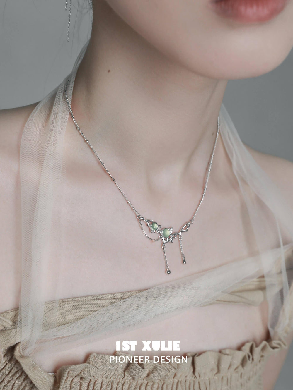 1ST XULIE "Renewal & Growth" Minimalist Choker Necklace in 925 Sterling Silver - Side View