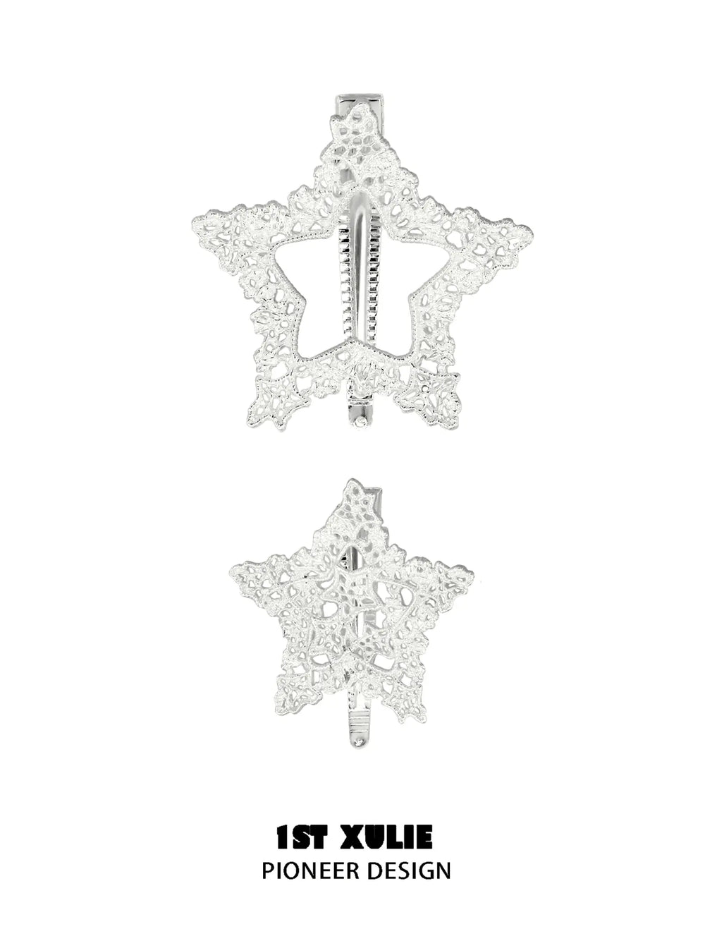 1ST XULIE Jewelry "STARLIGHT LACE" Rococo Star Hair Clip in Rhodium Plated - Lifestyle Shot