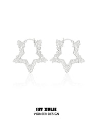 1ST XULIE Jewelry "STARLIGHT LACE" Rococo Star Statement Hoop Earrings in Platinum Plated - Packaging View