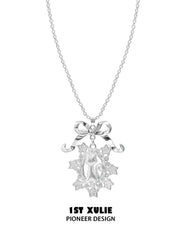 1ST XULIE Jewelry "STARLIGHT LACE" Rococo Starlight Lace Pendant Necklace in Rhodium Plated Brass - Size Comparison