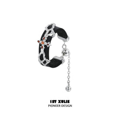 1ST XULIE "Rose Believer" Leather Tassel Ring in 925 Sterling Silver - Lifestyle Shot