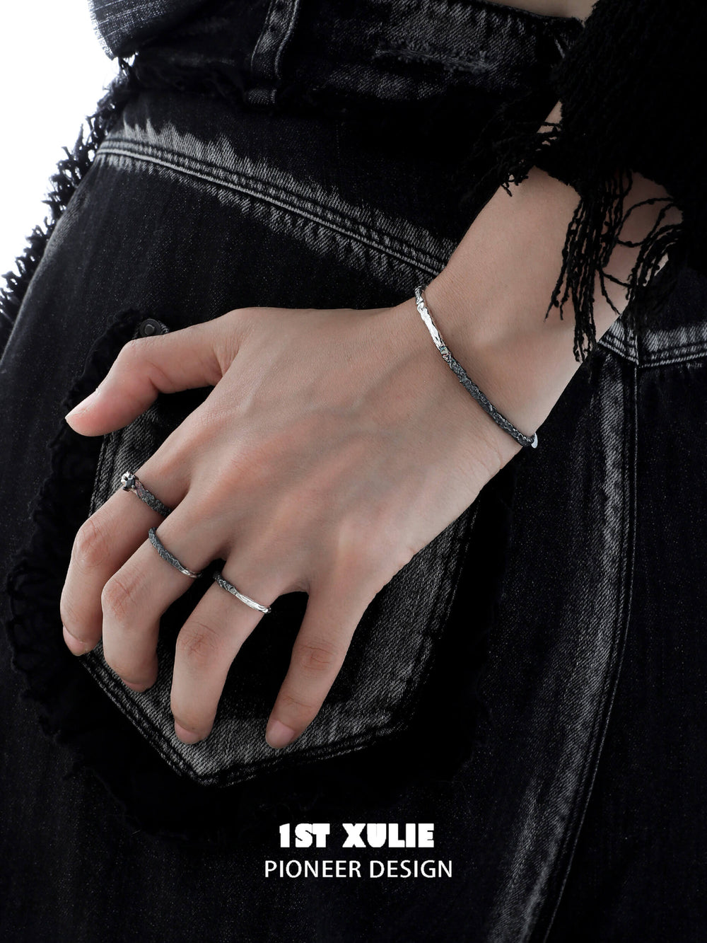 1ST XULIE "Scorch" Gradient Beaded Bracelet in 925 Sterling Silver - On Model