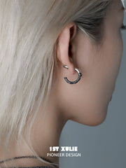 1ST XULIE "Scorch" Gradient Pavé Huggie Hoop Earrings in Platinum Plated - Detail Shot