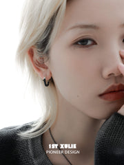 1ST XULIE "Scorch" Gradient Pavé Huggie Hoop Earrings in Platinum Plated - Product View
