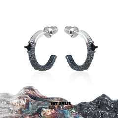 1ST XULIE "Scorch" Gradient Pavé Huggie Hoop Earrings in Platinum Plated - On Model