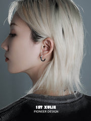1ST XULIE "Scorch" Gradient Pavé Huggie Hoop Earrings in Platinum Plated - Side View
