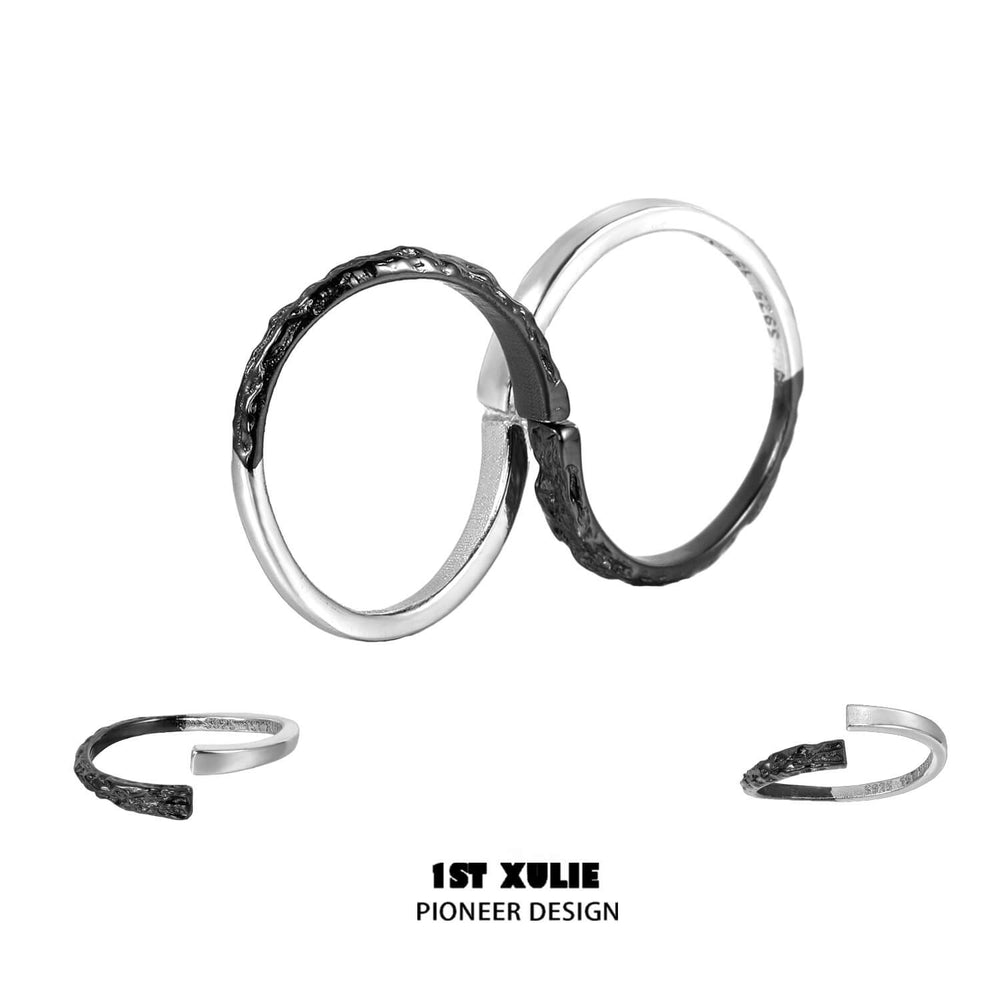 1ST XULIE "Scorch" Textured Detachable Rings in 925 Sterling Silver - Detail Shot