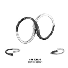 1ST XULIE "Scorch" Textured Detachable Rings in 925 Sterling Silver - Detail Shot