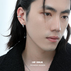 1ST XULIE "Frozen Serpent" Serpent Bite Stud Earrings in Platinum Plated - Side View