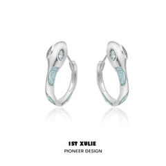 1ST XULIE "Frozen Serpent" Serpent Bite Stud Earrings in Platinum Plated - On Model