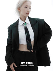 1ST XULIE "Slytherin House" Serpent Entwined Collar Necklace in Platinum Plated - Lifestyle Shot