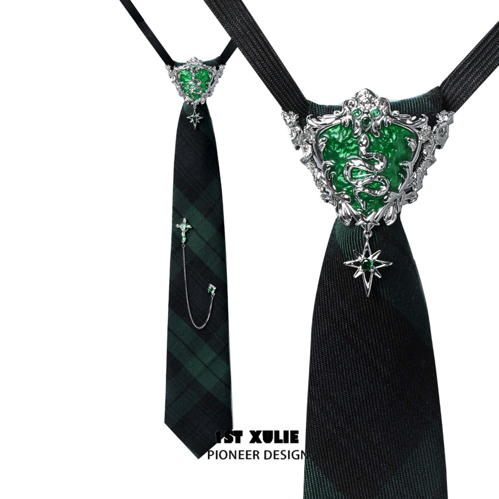 1ST XULIE "Slytherin House" Serpent Entwined Collar Necklace in Platinum Plated - Product View