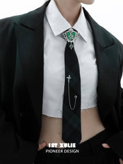 1ST XULIE "Slytherin House" Serpent Entwined Collar Necklace in Platinum Plated - Side View