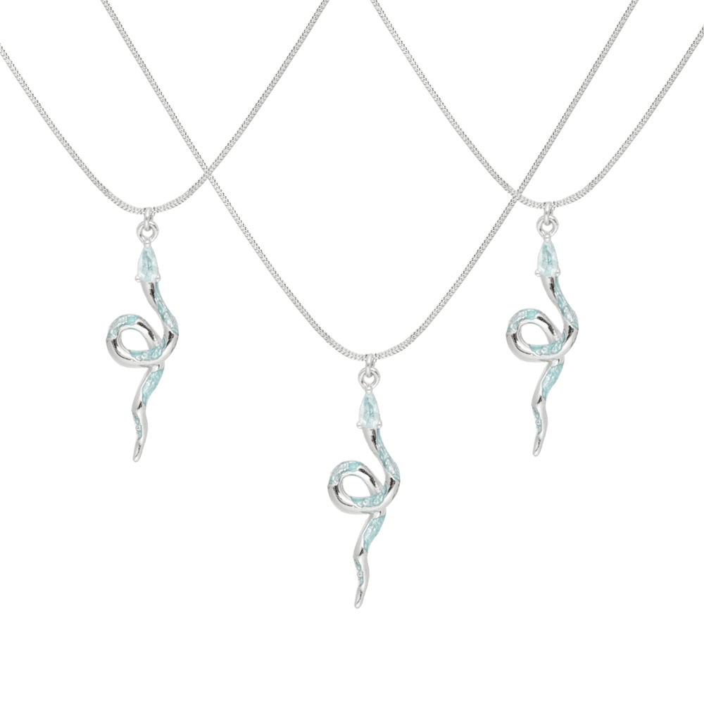 1ST XULIE "Frozen Serpent" Elegant Coiled Serpent Pendant Necklace in 925 Sterling Silver - Detail Shot