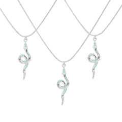 1ST XULIE "Frozen Serpent" Elegant Coiled Serpent Pendant Necklace in 925 Sterling Silver - Detail Shot
