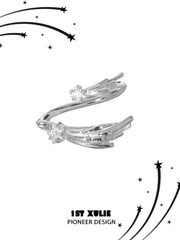 1ST XULIE "Meteor" Pave Zirconia Shooting Star Climber Ear Cuffs in 925 Sterling Silver - Product View