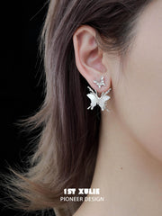1ST XULIE "Whiterfly" Skeletal Shell Earrings in Platinum Plated 925 Silver - Product View
