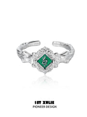 1ST XULIE "Slytherin House" Crest Badge Ring in 925 Sterling Silver - Product View