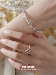 1ST XULIE "Starry Sky Snake" Snake Wrap Cuff Bangle in Platinum Plated - Lifestyle Shot