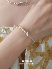 1ST XULIE "Starry Sky Snake" Snake Wrap Cuff Bangle in Platinum Plated - On Model