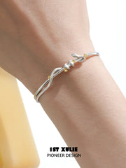 1ST XULIE "Starry Sky Snake" Snake Wrap Cuff Bangle in Platinum Plated - On Model Side View
