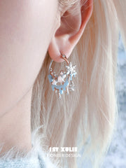 1ST XULIE Jewelry "Snowy Cuties" Snow Pony Hoop Earrings in Platinum Plated - On Model