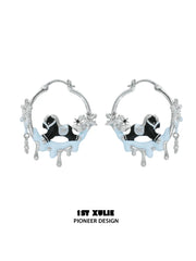 1ST XULIE Jewelry "Snowy Cuties" Snow Pony Hoop Earrings in Platinum Plated - Pair View
