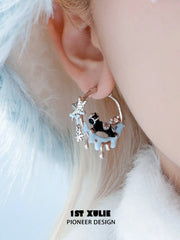 1ST XULIE Jewelry "Snowy Cuties" Snow Pony Hoop Earrings in Platinum Plated - Top View